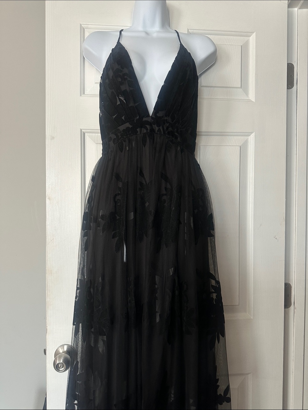Windsor Black Floral Appliqué Maxi Dress